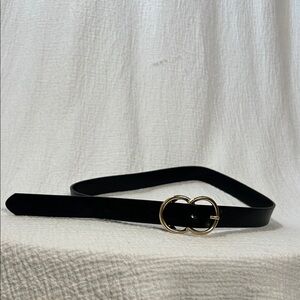 Elegant Black Belt with Gold Buckle